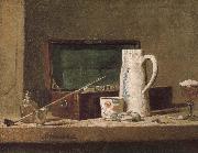 Jean Baptiste Simeon Chardin Pipe tobacco and alcohol containers browser china oil painting artist